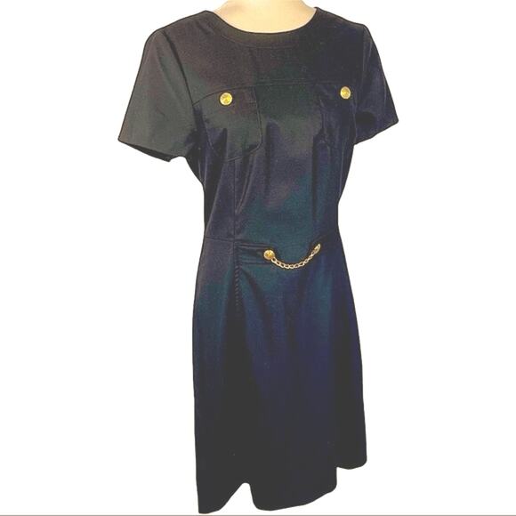 J. McLaughlin Classic Black Fine Wool Short Sleeve Dress Size 6 - Picture 2 of 11